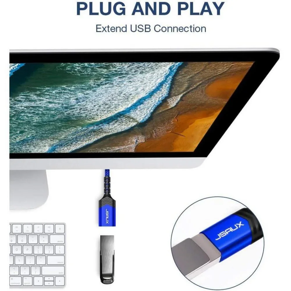 JSAUX USB 3.0 Extension Cable, (10FT) USB A Male to USB A Female Extension